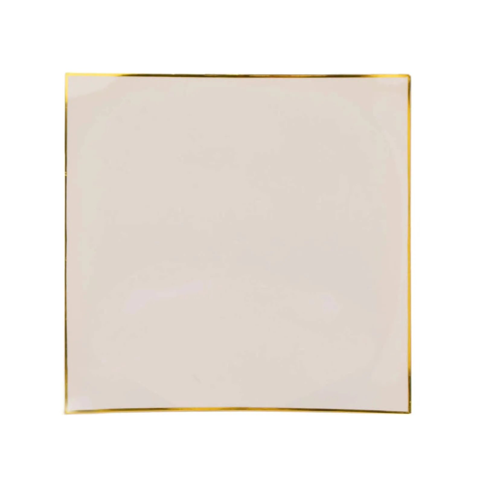 10 Pack 10" Taupe Gold Concave Modern Square Plastic Dinner Plates, Disposable Party Plates