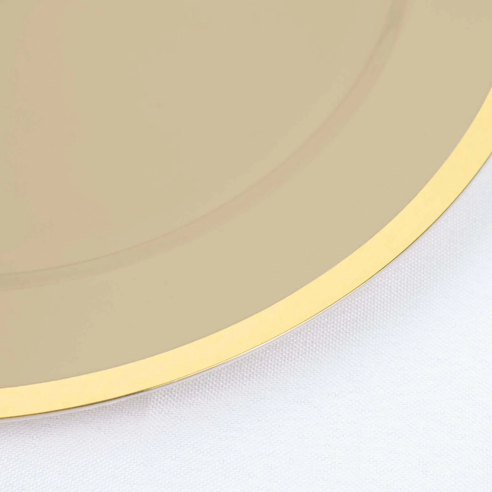 10 Pack 7" Regal Taupe and Gold Round Plastic Dessert Plates, Disposable Appetizer Salad Plates