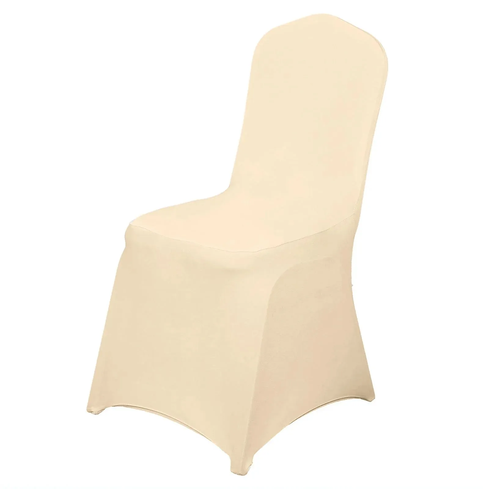 10 Pack Beige Spandex Fitted Banquet Chair Covers, Reusable Stretched Slip On Chair Covers