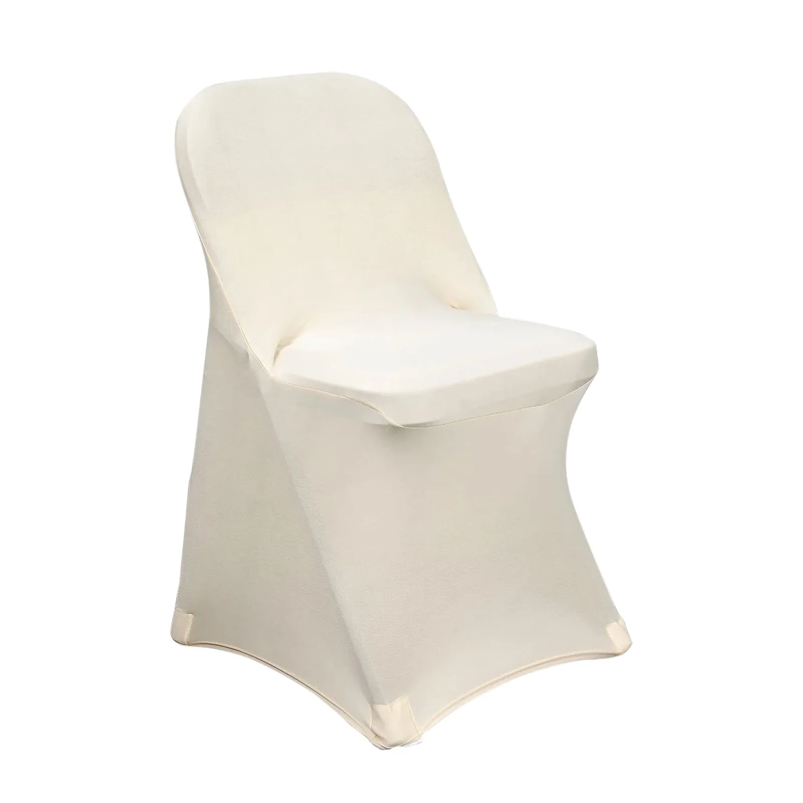 10 Pack Beige Spandex Folding Slip On Chair Covers, Stretch Fitted Chair Covers - 160 GSM