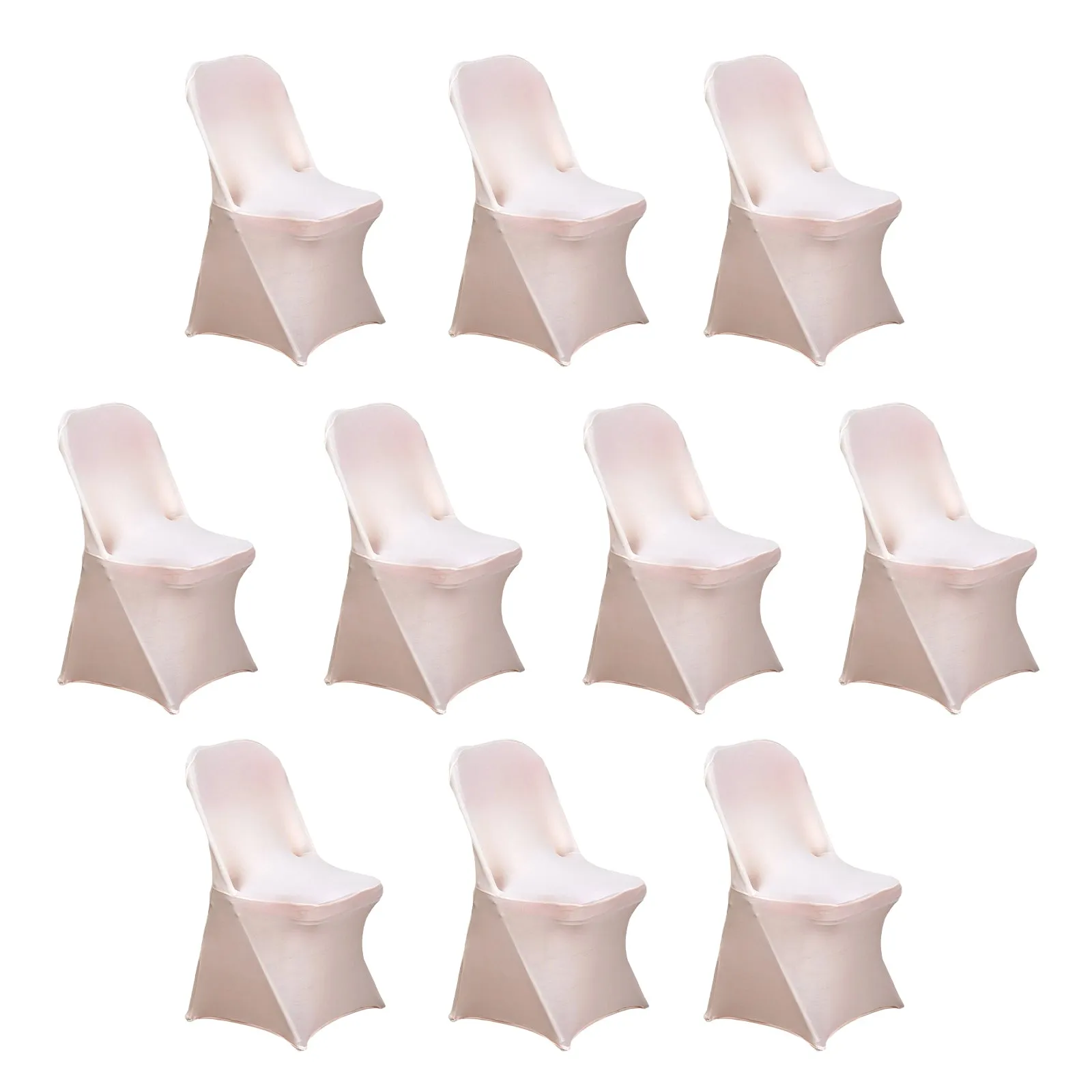 10 Pack Blush Spandex Folding Slip On Chair Covers, Stretch Fitted Chair Covers - 160 GSM