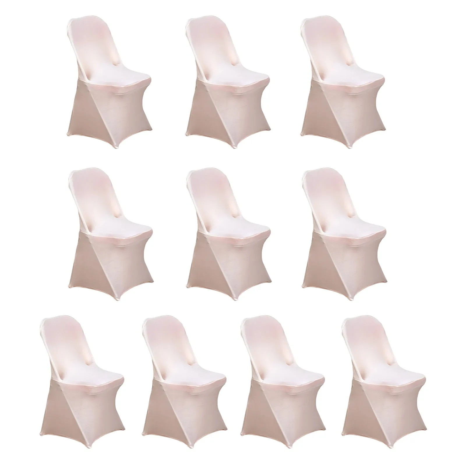 10 Pack Blush Spandex Folding Slip On Chair Covers, Stretch Fitted Chair Covers - 160 GSM