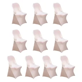 10 Pack Blush Spandex Folding Slip On Chair Covers, Stretch Fitted Chair Covers - 160 GSM