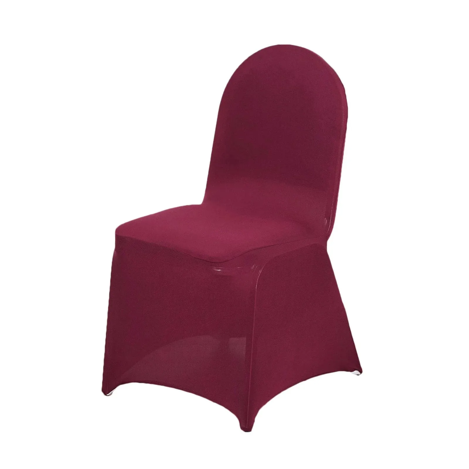 10 Pack Burgundy Spandex Fitted Banquet Chair Covers, Reusable Stretched Slip On Chair Covers