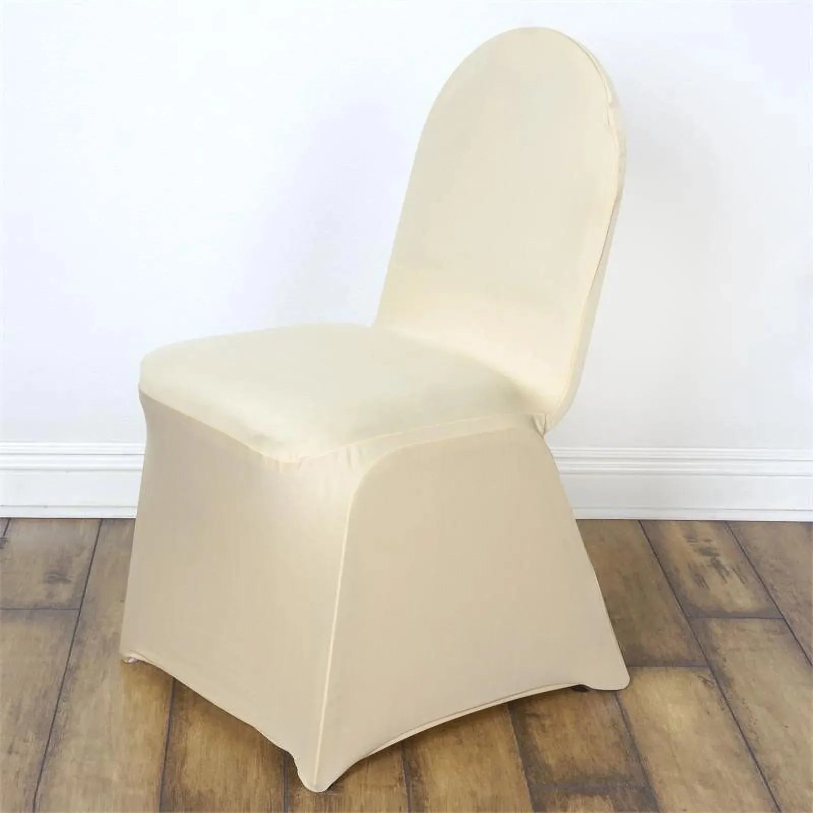 10 Pack Champagne Spandex Fitted Banquet Chair Covers, Reusable Stretched Slip On Chair Covers