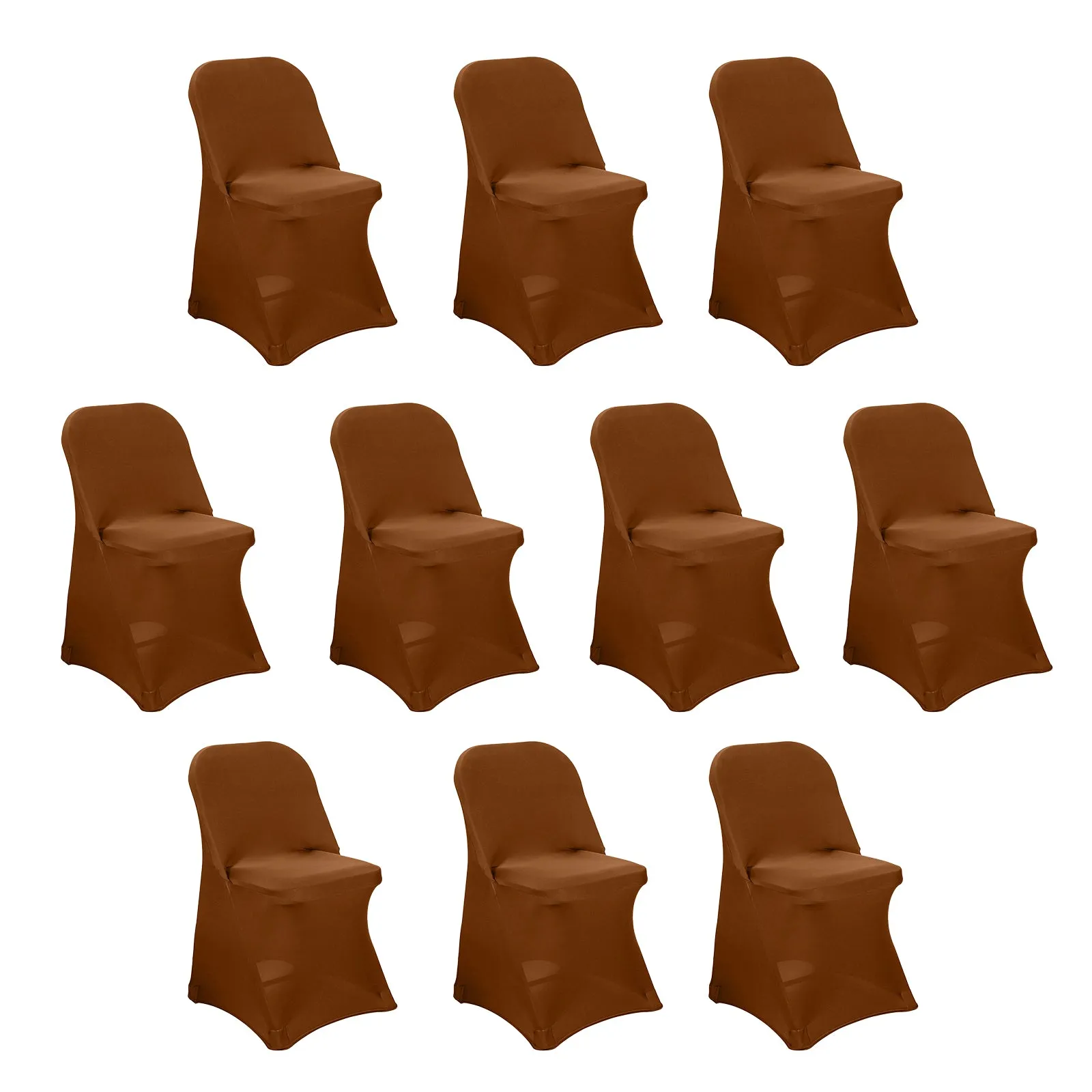 10 Pack Cinnamon Brown Spandex Folding Slip On Chair Covers, Stretch Fitted Chair Covers - 160 GSM