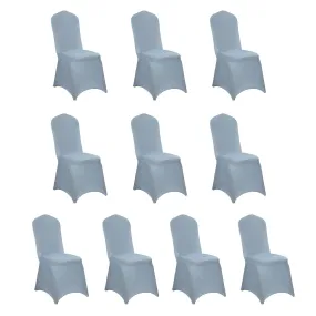 10 Pack Dusty Blue Spandex Fitted Banquet Chair Covers, Reusable Stretched Slip On Chair Covers