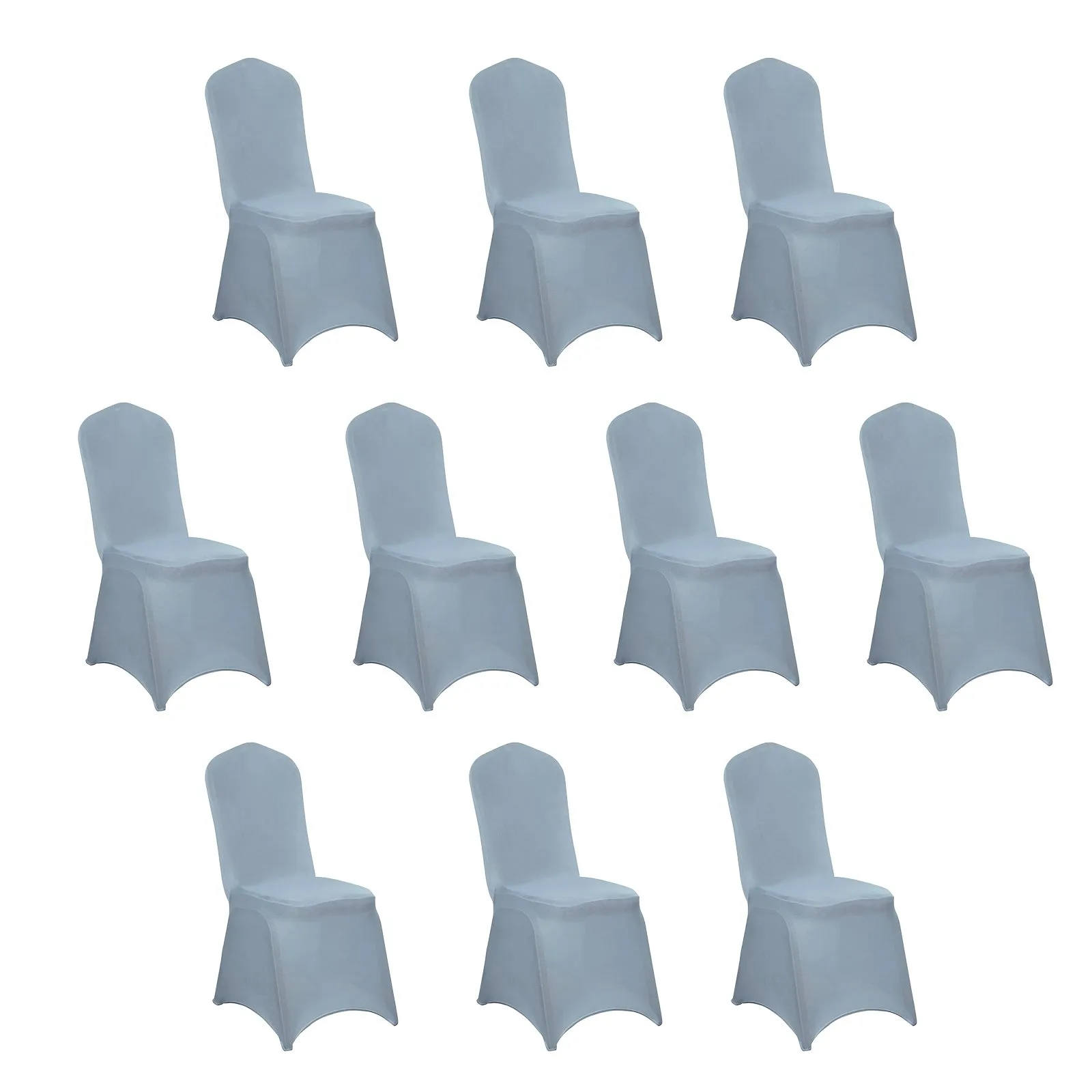 10 Pack Dusty Blue Spandex Fitted Banquet Chair Covers, Reusable Stretched Slip On Chair Covers