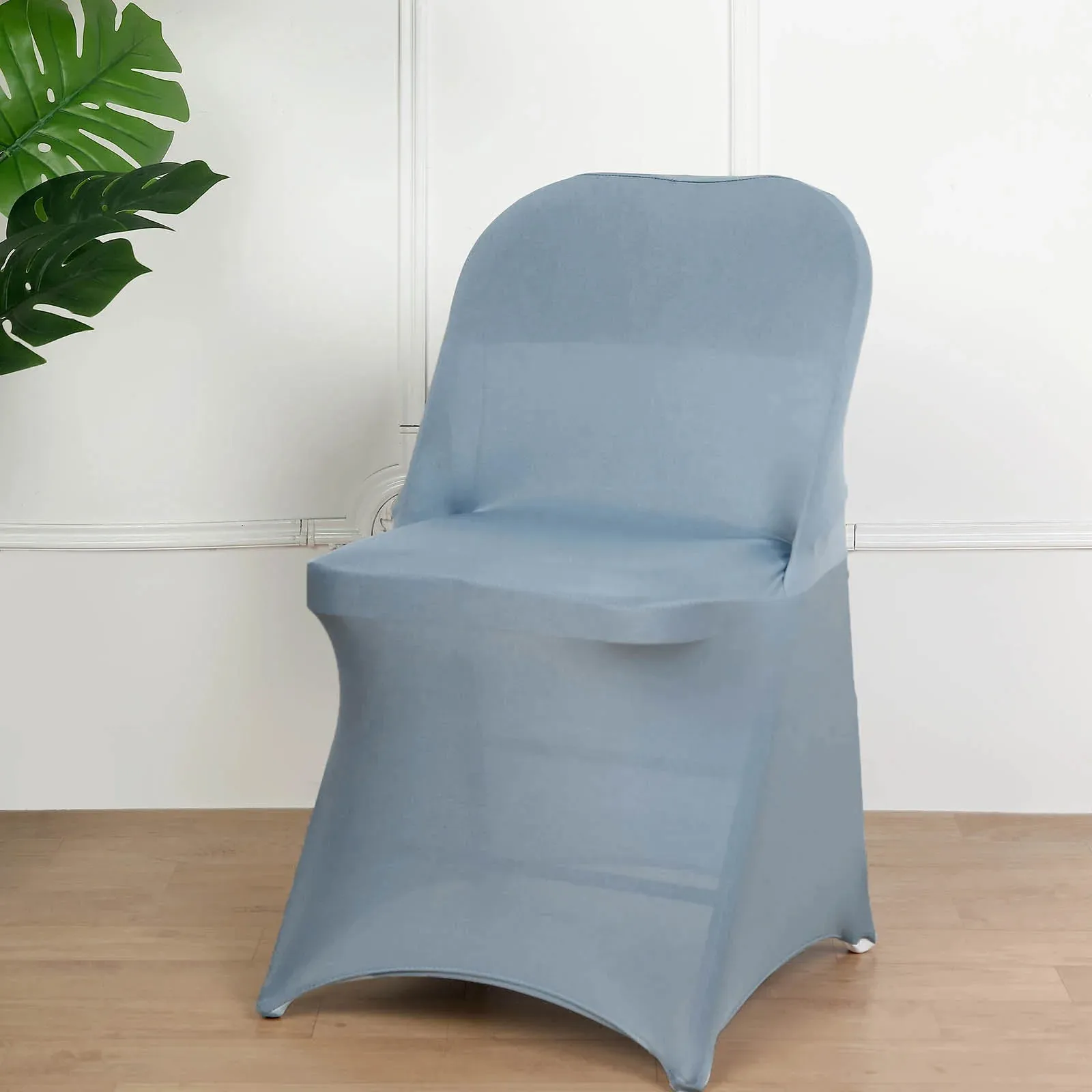 10 Pack Dusty Blue Spandex Folding Slip On Chair Covers, Stretch Fitted Chair Covers - 160 GSM