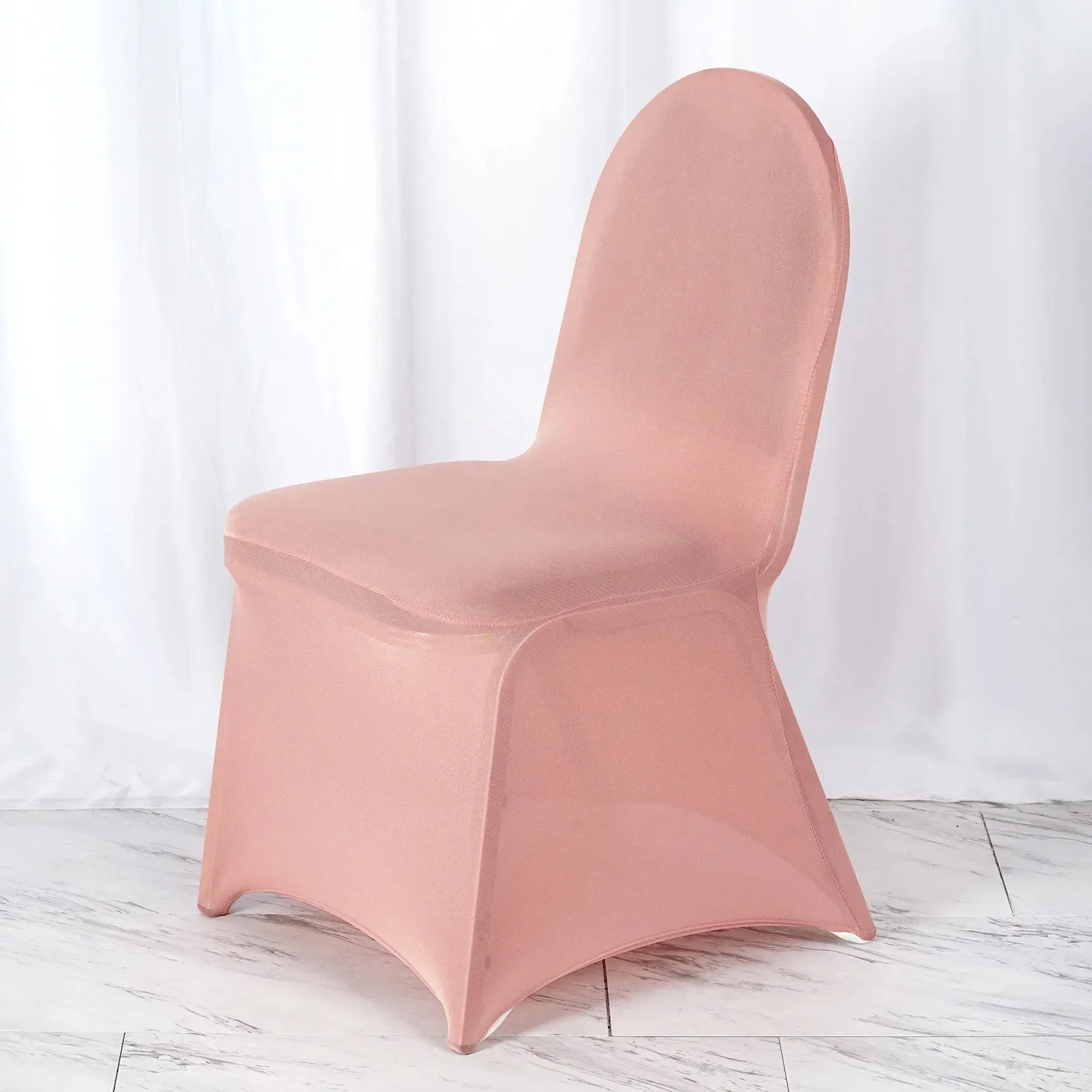 10 Pack Dusty Rose Spandex Fitted Banquet Chair Covers, Reusable Stretched Slip On Chair Covers