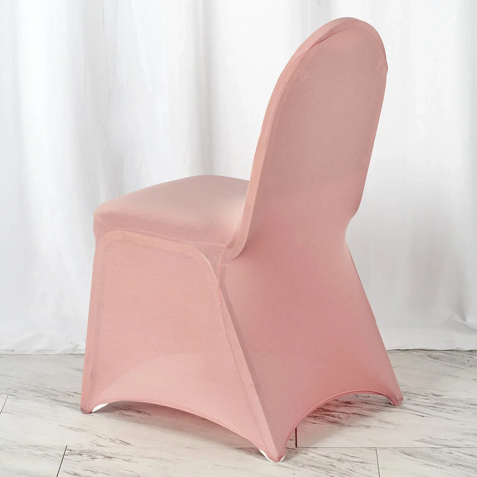 10 Pack Dusty Rose Spandex Fitted Banquet Chair Covers, Reusable Stretched Slip On Chair Covers