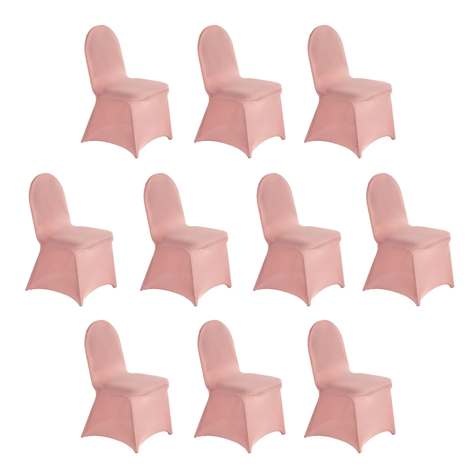 10 Pack Dusty Rose Spandex Fitted Banquet Chair Covers, Reusable Stretched Slip On Chair Covers