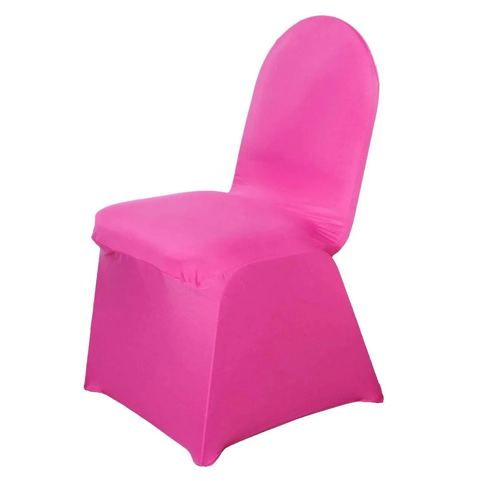 10 Pack Fuchsia Spandex Fitted Banquet Chair Covers, Reusable Stretched Slip On Chair Covers