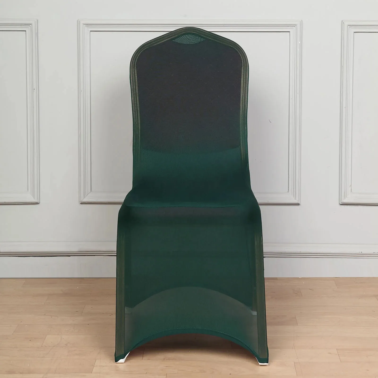 10 Pack Hunter Emerald Green Spandex Fitted Banquet Chair Covers, Reusable Stretched Slip On Chair Covers