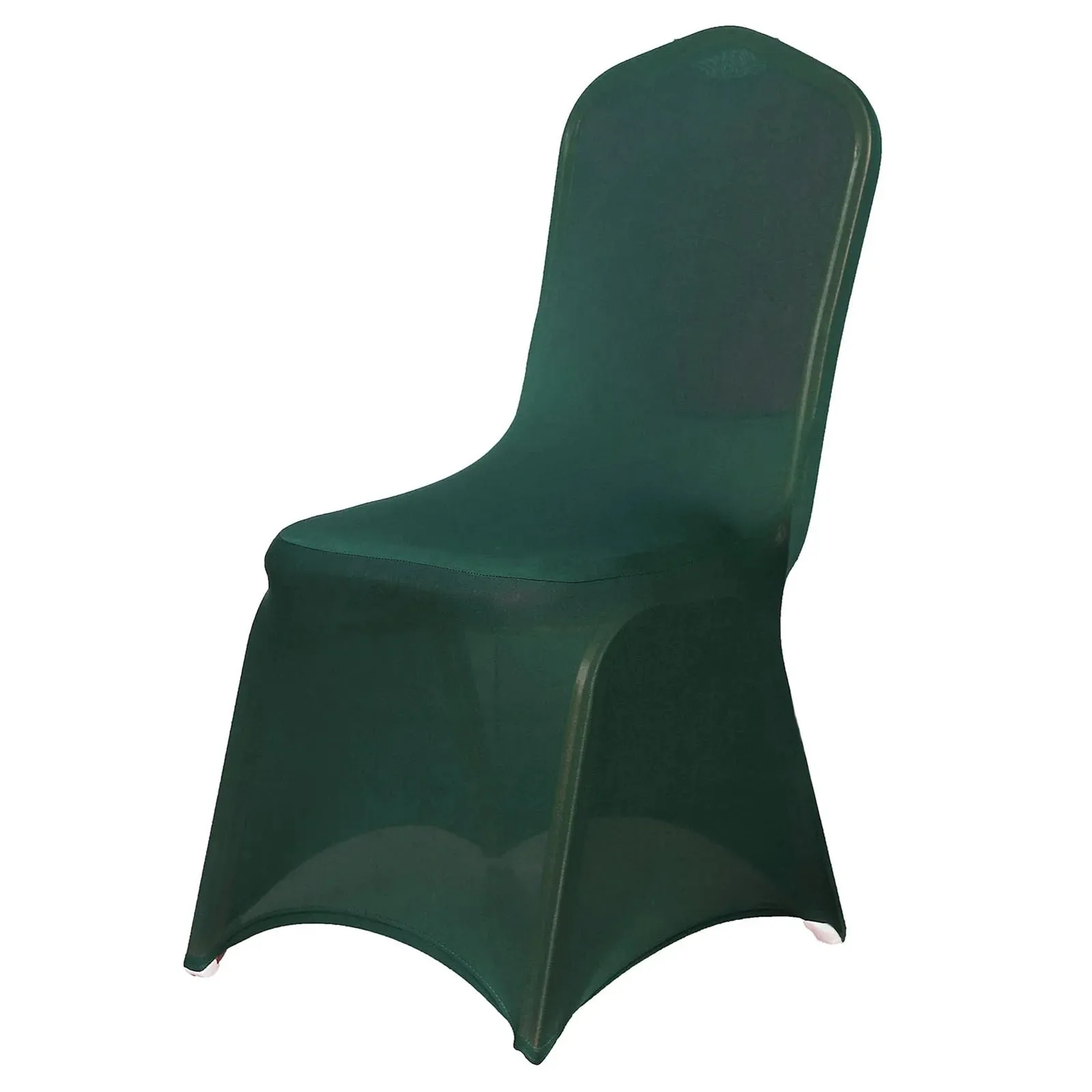 10 Pack Hunter Emerald Green Spandex Fitted Banquet Chair Covers, Reusable Stretched Slip On Chair Covers