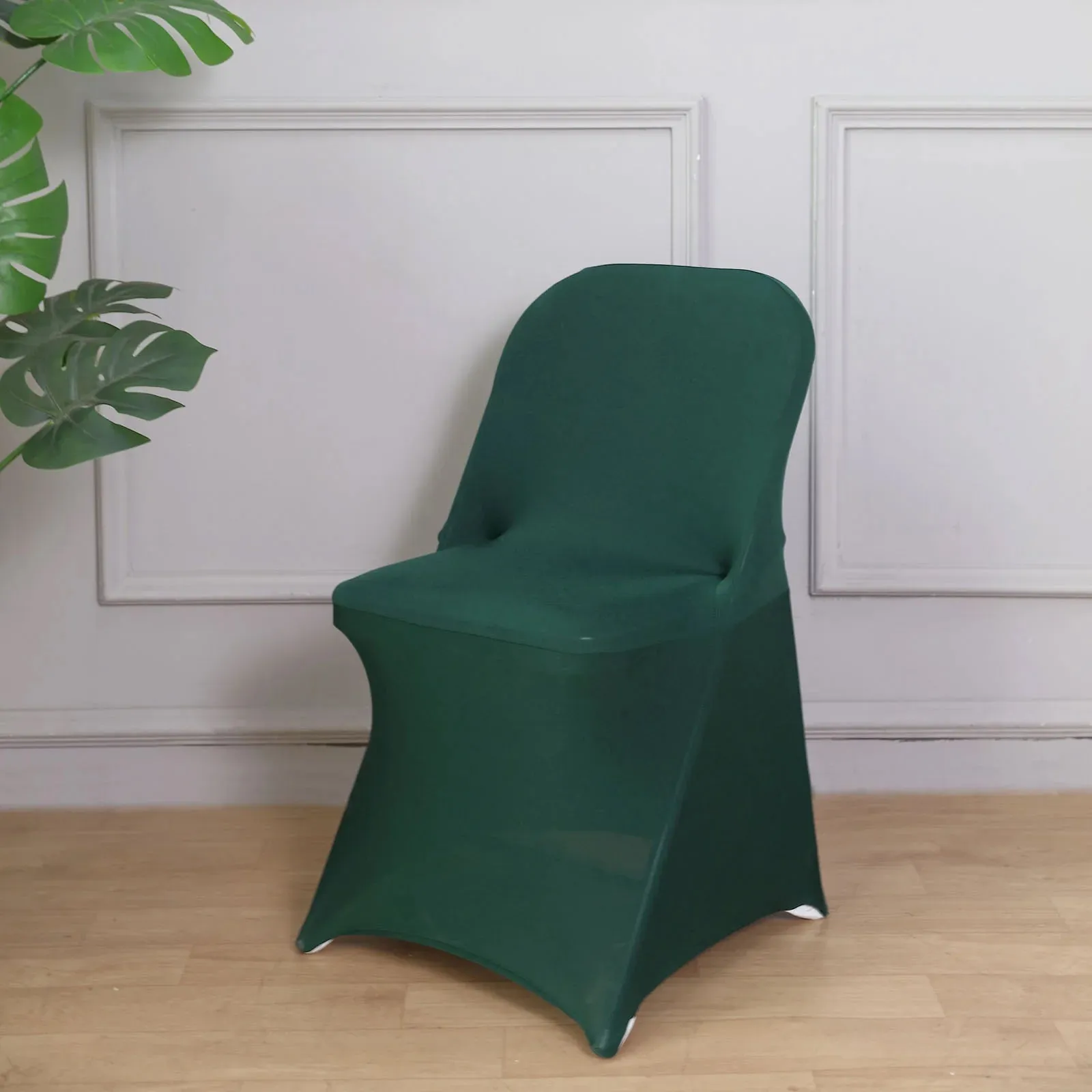 10 Pack Hunter Emerald Green Spandex Folding Slip On Chair Covers, Stretch Fitted Chair Covers - 160 GSM