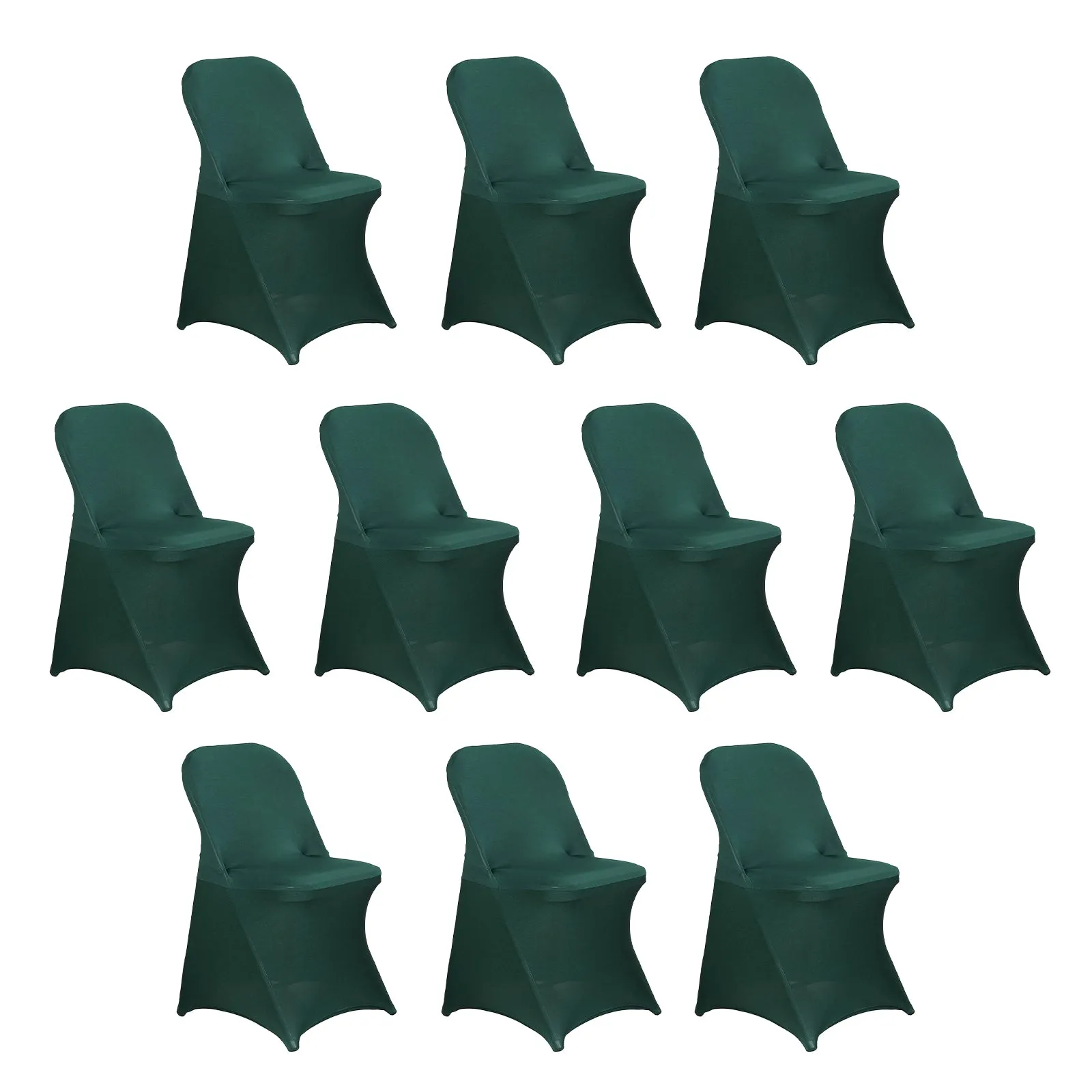 10 Pack Hunter Emerald Green Spandex Folding Slip On Chair Covers, Stretch Fitted Chair Covers - 160 GSM