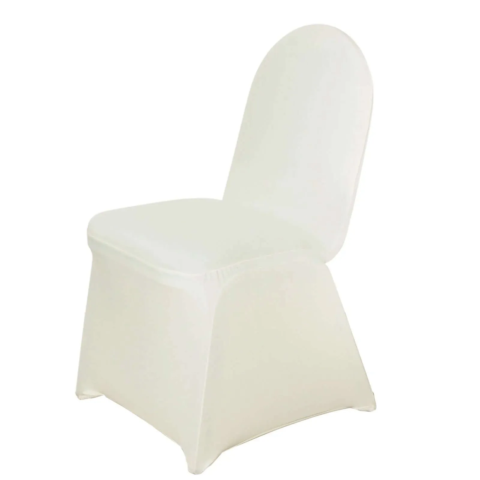 10 Pack Ivory Spandex Fitted Banquet Chair Covers, Reusable Stretched Slip On Chair Covers