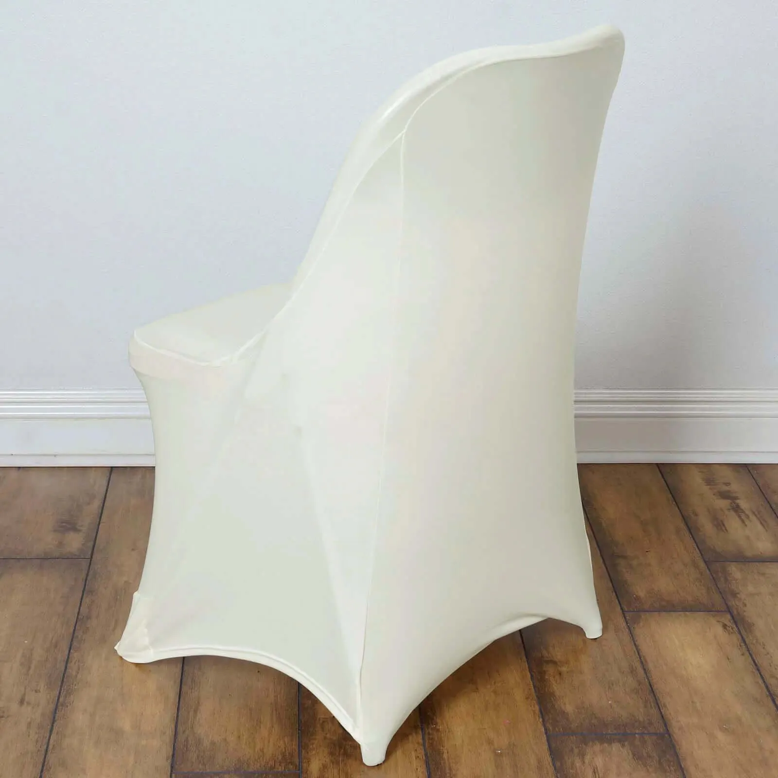 10 Pack Ivory Spandex Folding Slip On Chair Covers, Stretch Fitted Chair Covers - 160 GSM