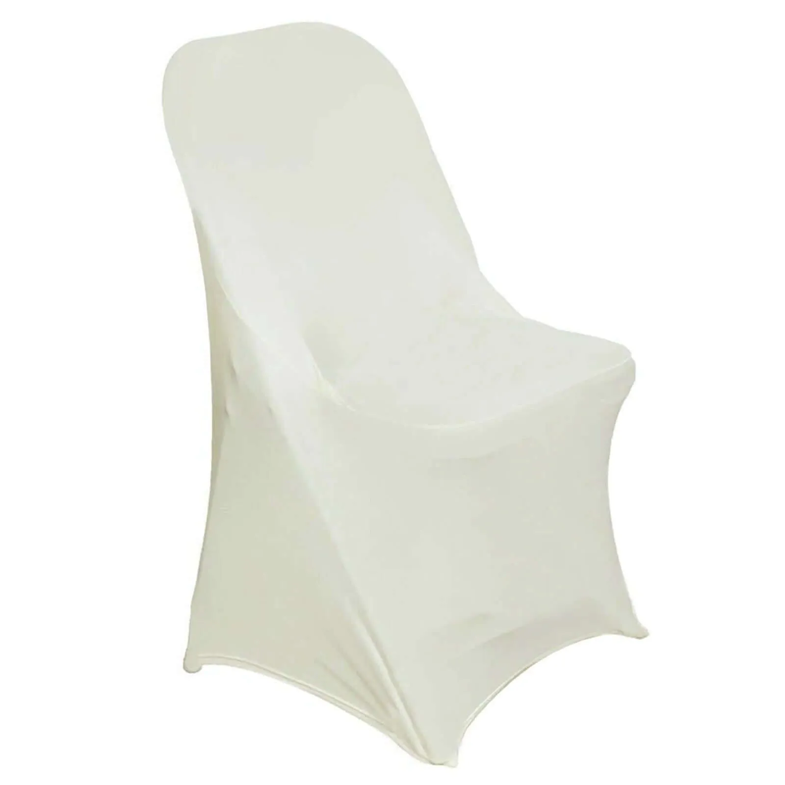 10 Pack Ivory Spandex Folding Slip On Chair Covers, Stretch Fitted Chair Covers - 160 GSM