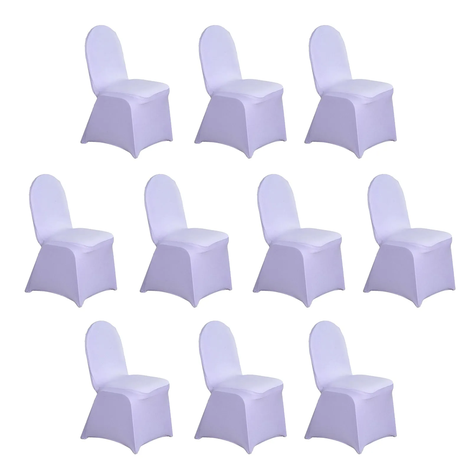 10 Pack Lavender Spandex Fitted Banquet Chair Covers, Lilac Reusable Stretched Slip On Chair Covers