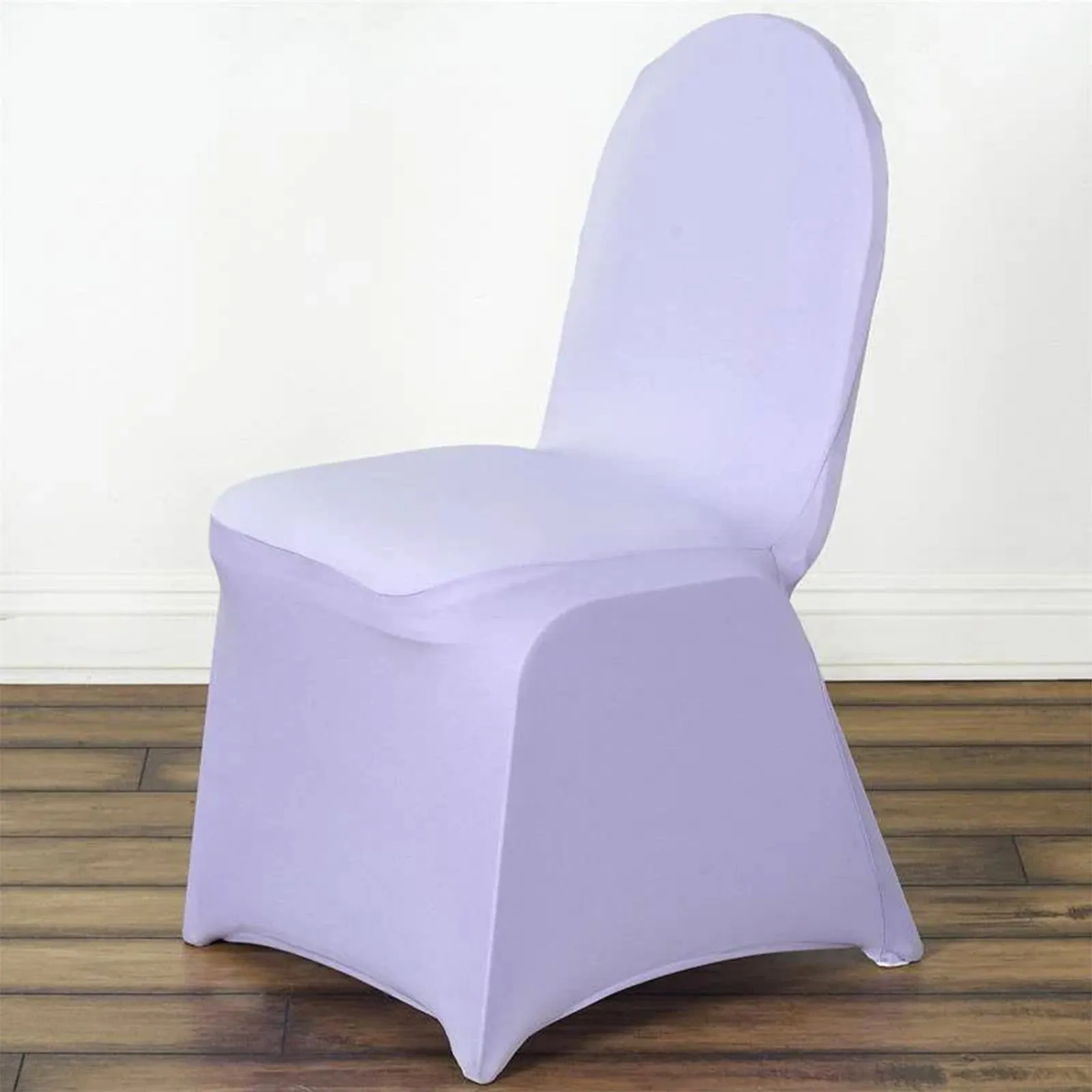 10 Pack Lavender Spandex Fitted Banquet Chair Covers, Lilac Reusable Stretched Slip On Chair Covers