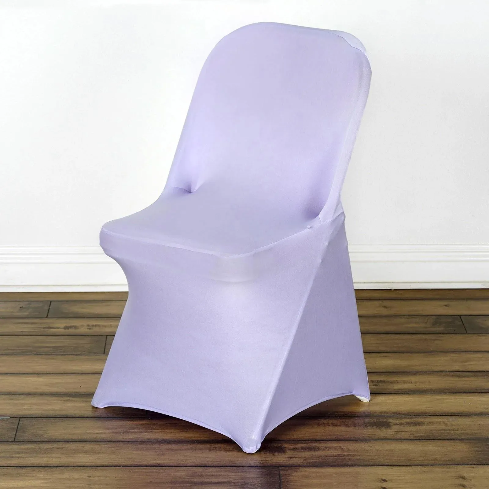 10 Pack Lavender Spandex Folding Slip On Chair Covers, Lilac Stretch Fitted Chair Covers - 160 GSM