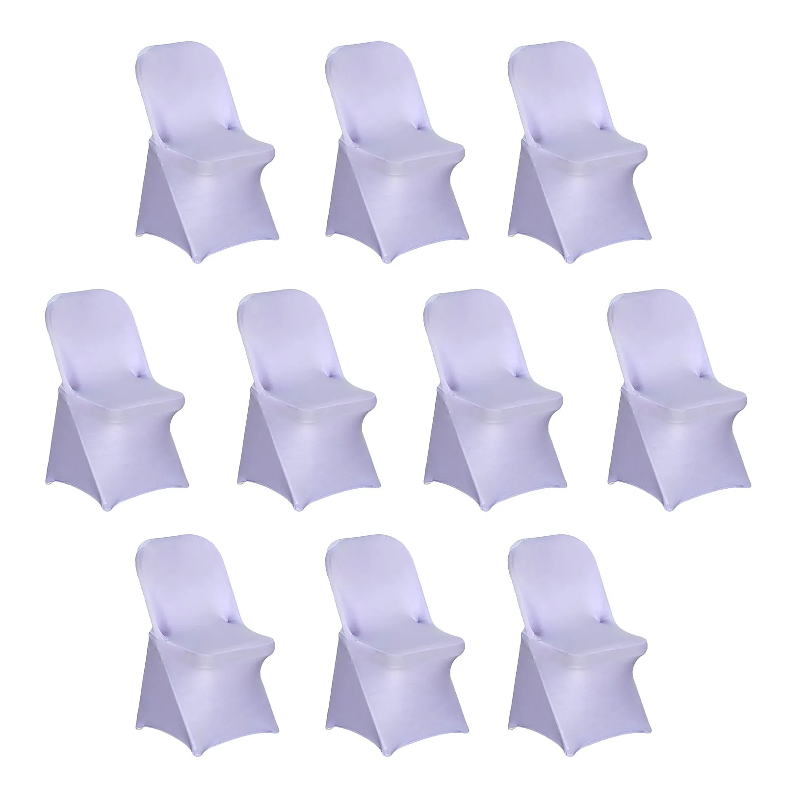 10 Pack Lavender Spandex Folding Slip On Chair Covers, Lilac Stretch Fitted Chair Covers - 160 GSM