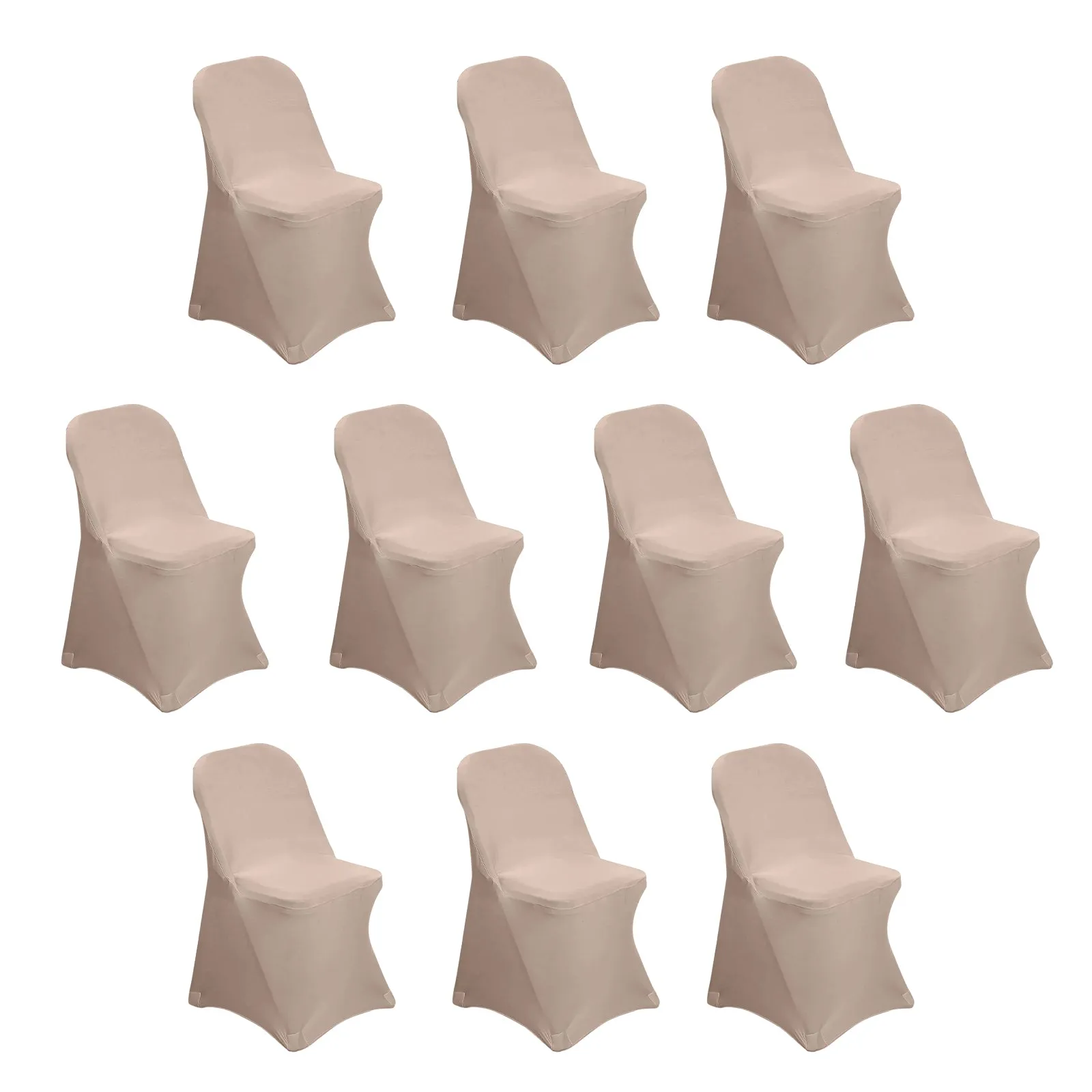 10 Pack Nude Spandex Folding Slip On Chair Covers, Stretch Fitted Chair Covers - 160 GSM