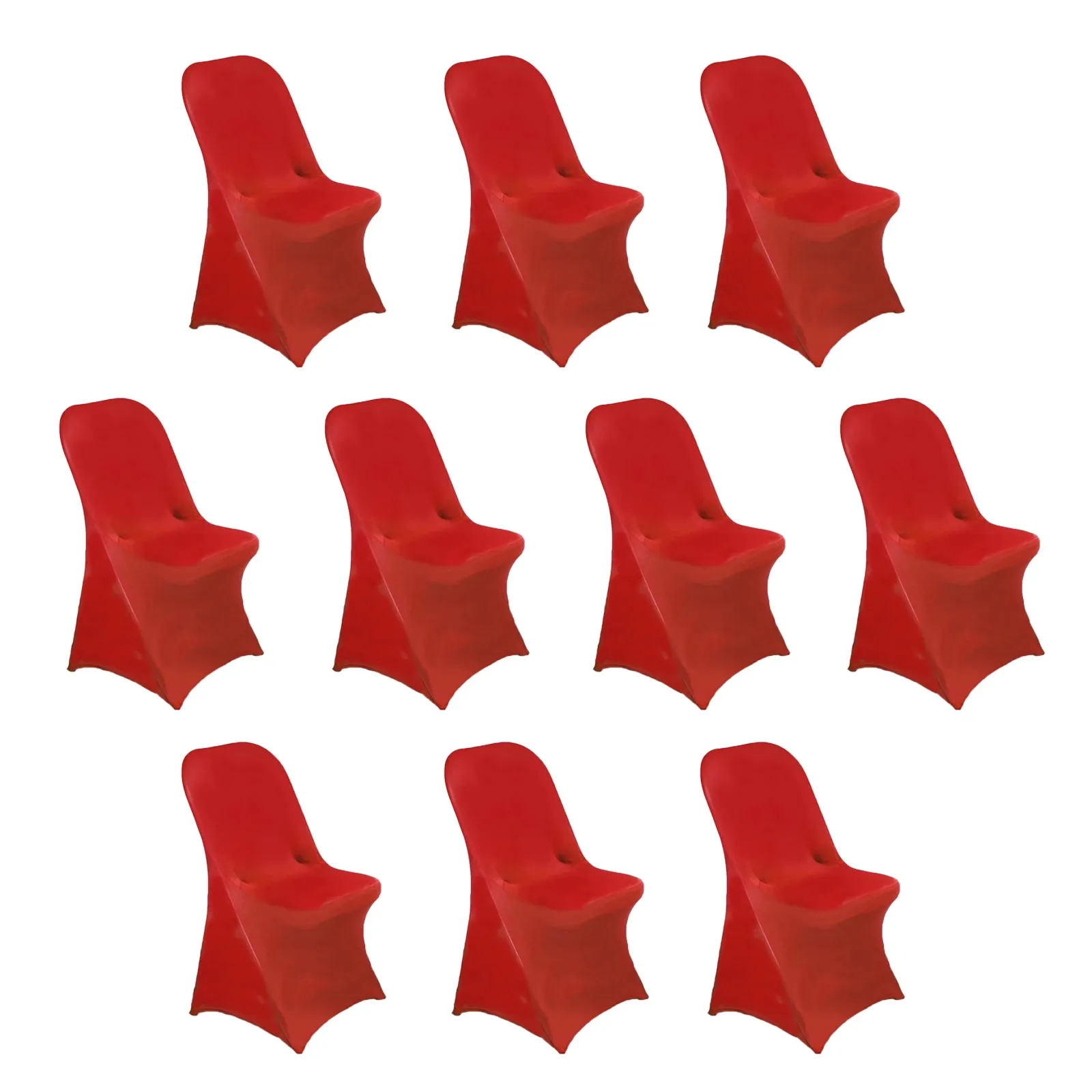 10 Pack Red Spandex Folding Slip On Chair Covers, Stretch Fitted Chair Covers - 160 GSM