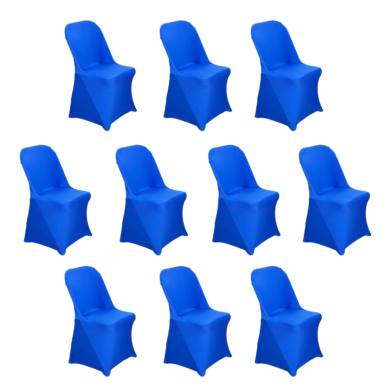 10 Pack Royal Blue Spandex Folding Slip On Chair Covers, Stretch Fitted Chair Covers - 160 GSM