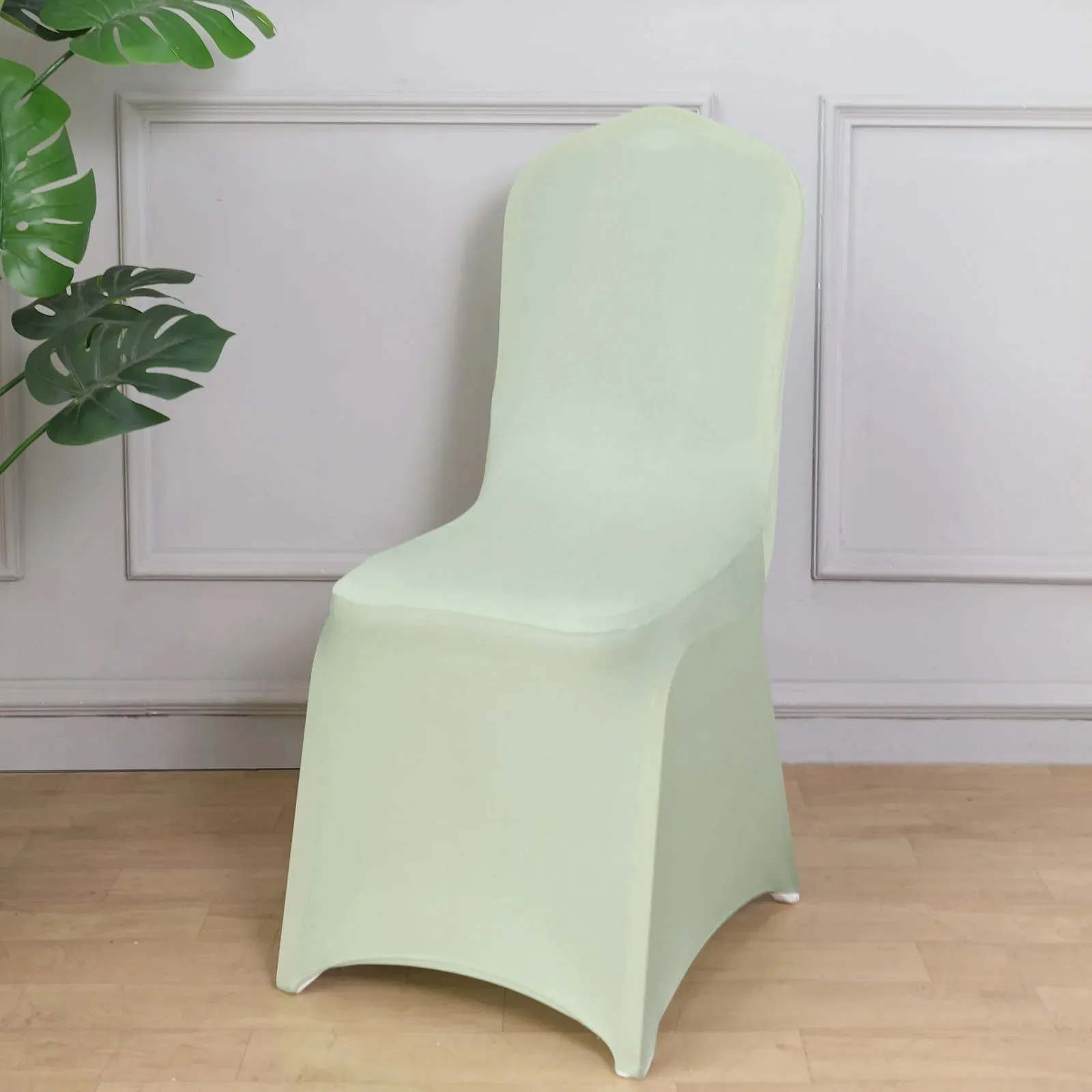 10 Pack Sage Green Spandex Fitted Banquet Chair Covers, Reusable Stretched Slip On Chair Covers