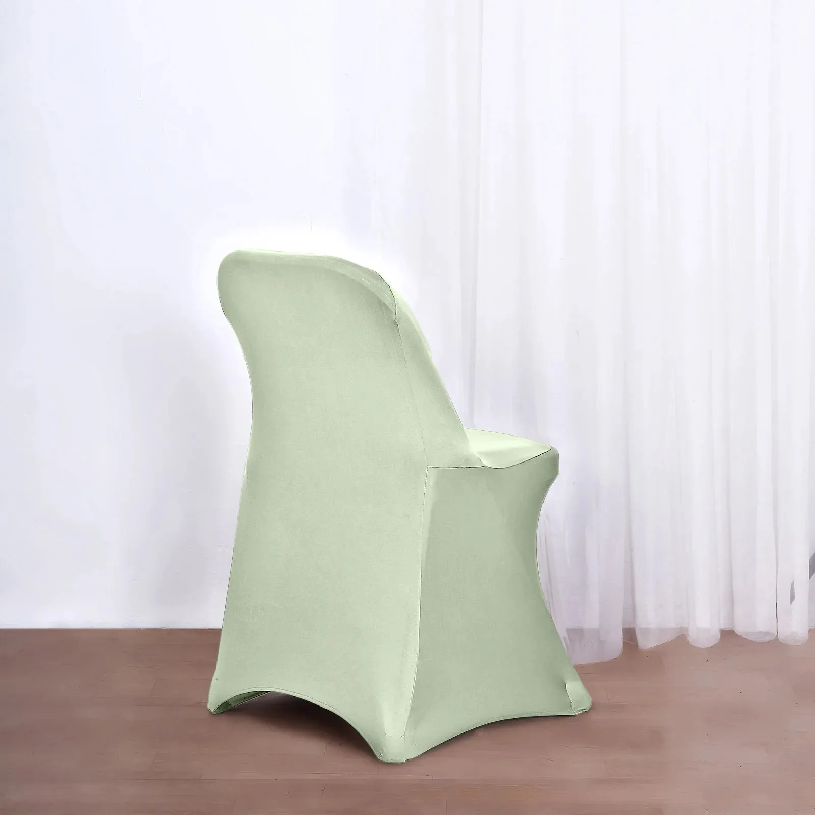 10 Pack Sage Green Spandex Folding Slip On Chair Covers, Stretch Fitted Chair Covers - 160 GSM