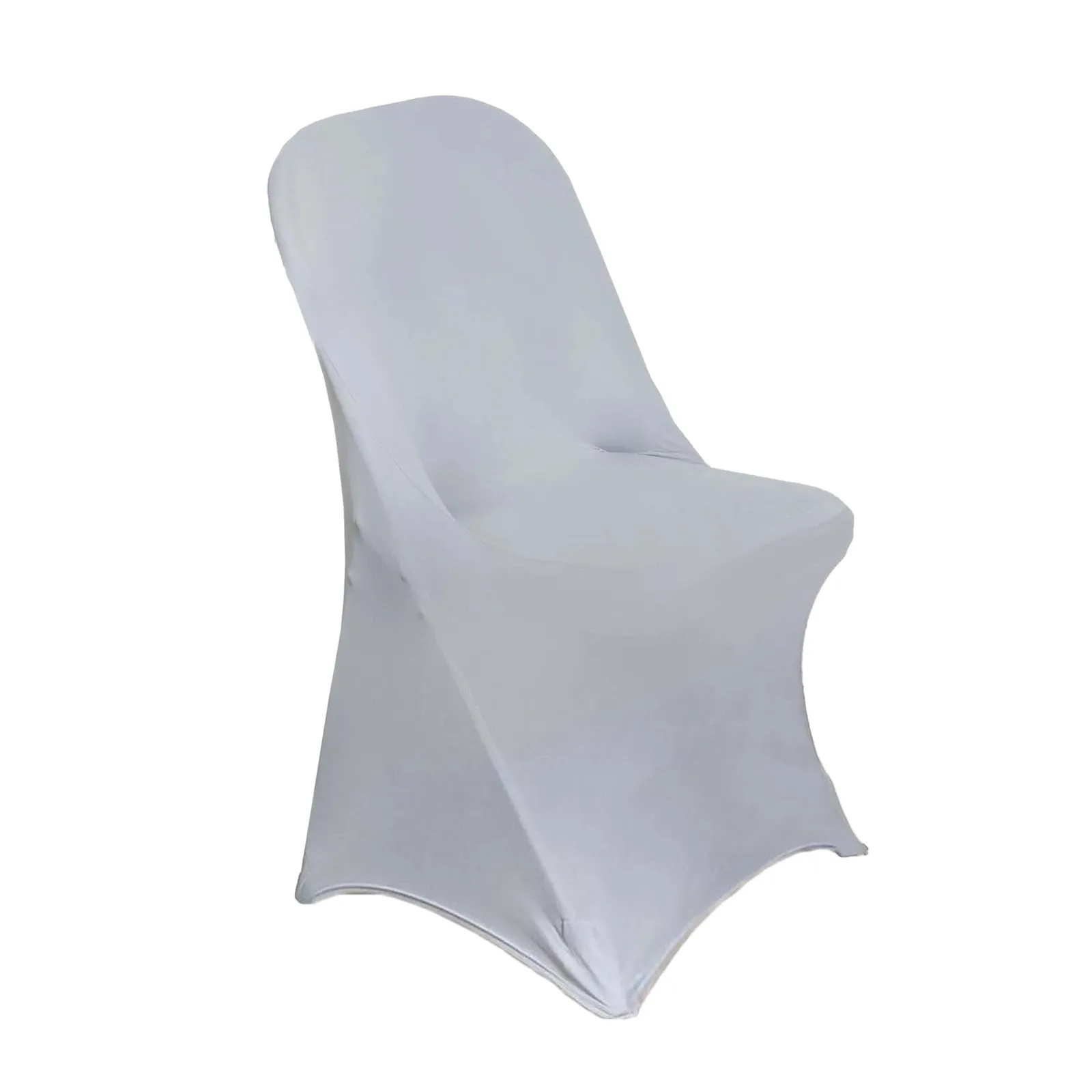 10 Pack Silver Spandex Folding Slip On Chair Covers, Stretch Fitted Chair Covers - 160 GSM