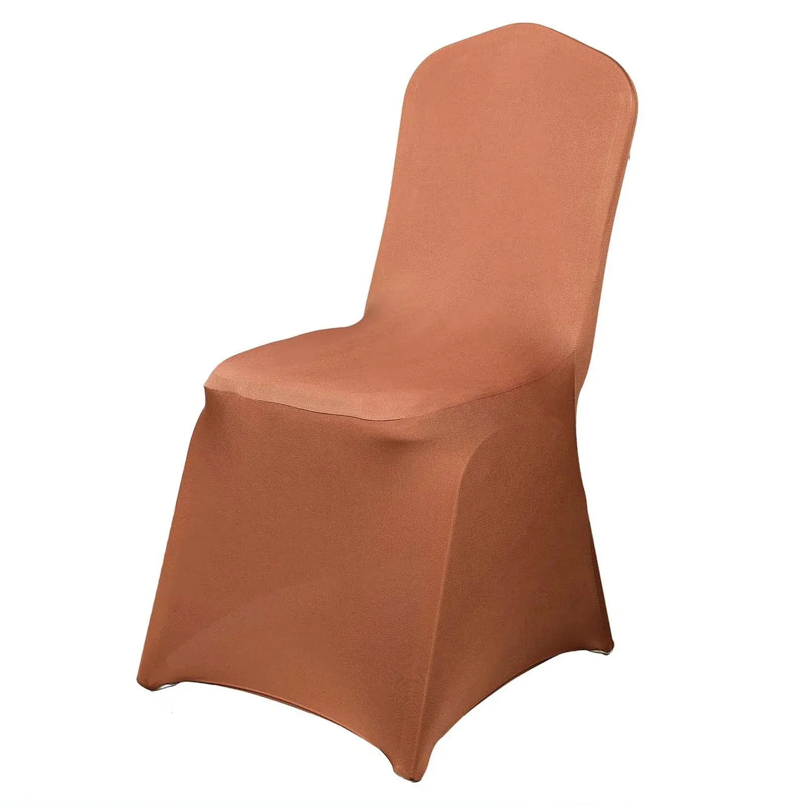 10 Pack Terracotta (Rust) Spandex Fitted Banquet Chair Covers, Reusable Stretched Slip On Chair Covers