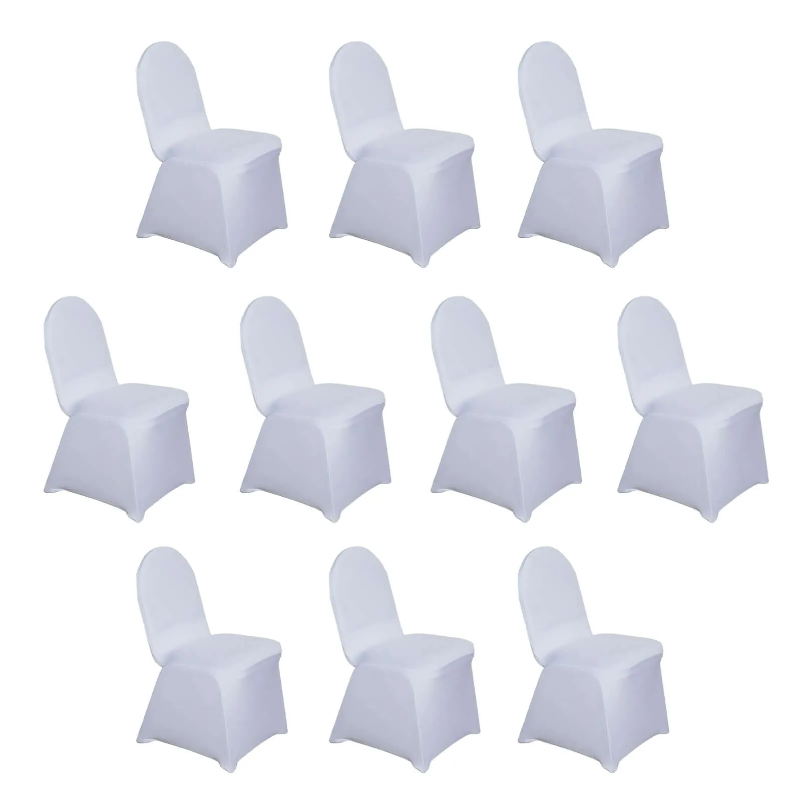 10 Pack White Spandex Fitted Banquet Chair Covers, Reusable Stretched Slip On Chair Covers