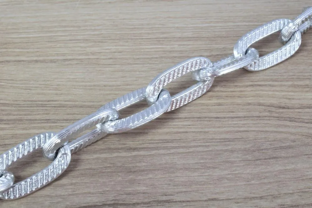 31x17mm Anodized Aluminum Chain, Silver Open Link for Handmade bracelet, Necklace or Jewelry Accessories. 1 Yard (3 Feets), Item# 1435