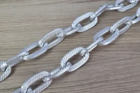 31x17mm Anodized Aluminum Chain, Silver Open Link for Handmade bracelet, Necklace or Jewelry Accessories. 1 Yard (3 Feets), Item# 1435