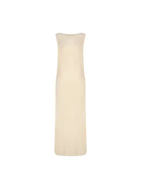 Ariel Mother-of-Pearl Detailed Beige Long Dress