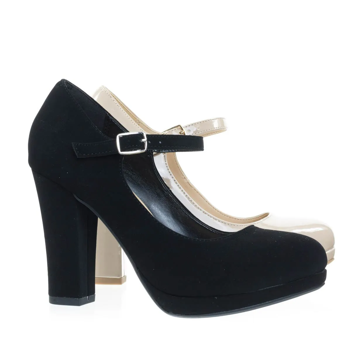 Ayden by City Classified, Foam Padded Comfortable Mary-Jane Dress Pump, Chunky Block High Heel