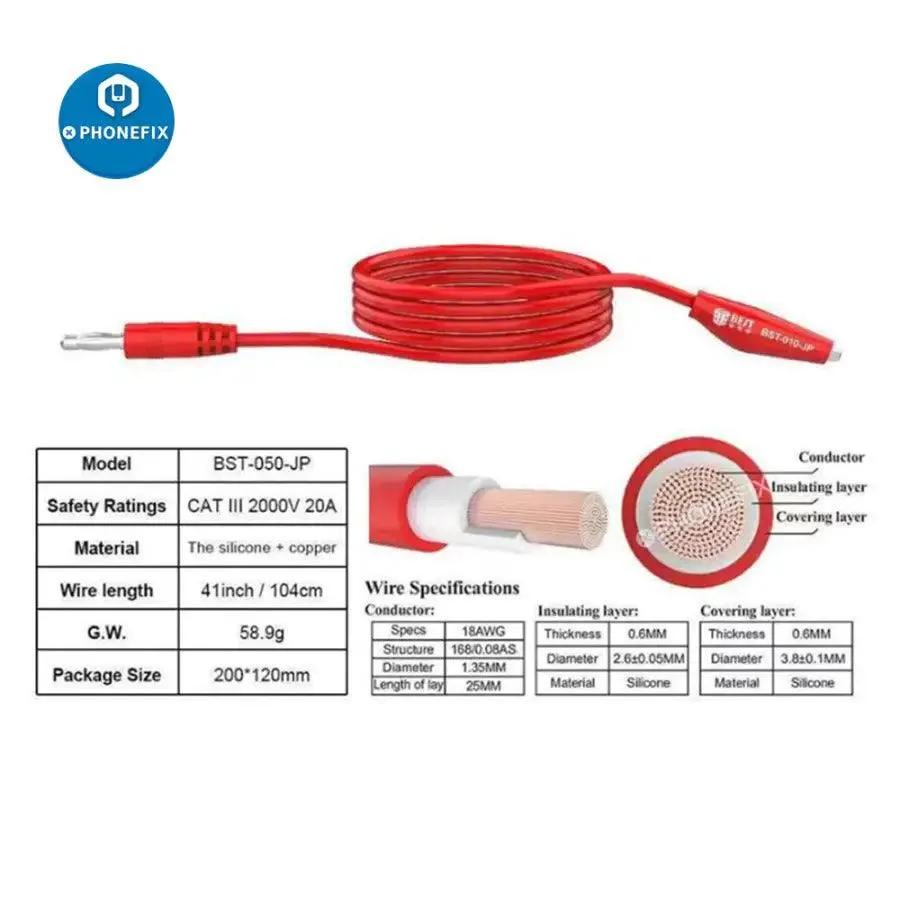 BEST Silicon Power Cord with Alligator Clip Output Line Supply Cable