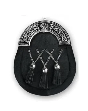 Black Calfskin Full Dress- Black Enamel - Crossed Tassels