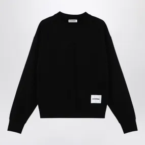 BLACK SWEATSHIRT WITH LOGO PATCH