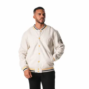 BOSTON BRUINS EMBOSSED FLEECE BOMBER - OATMEAL