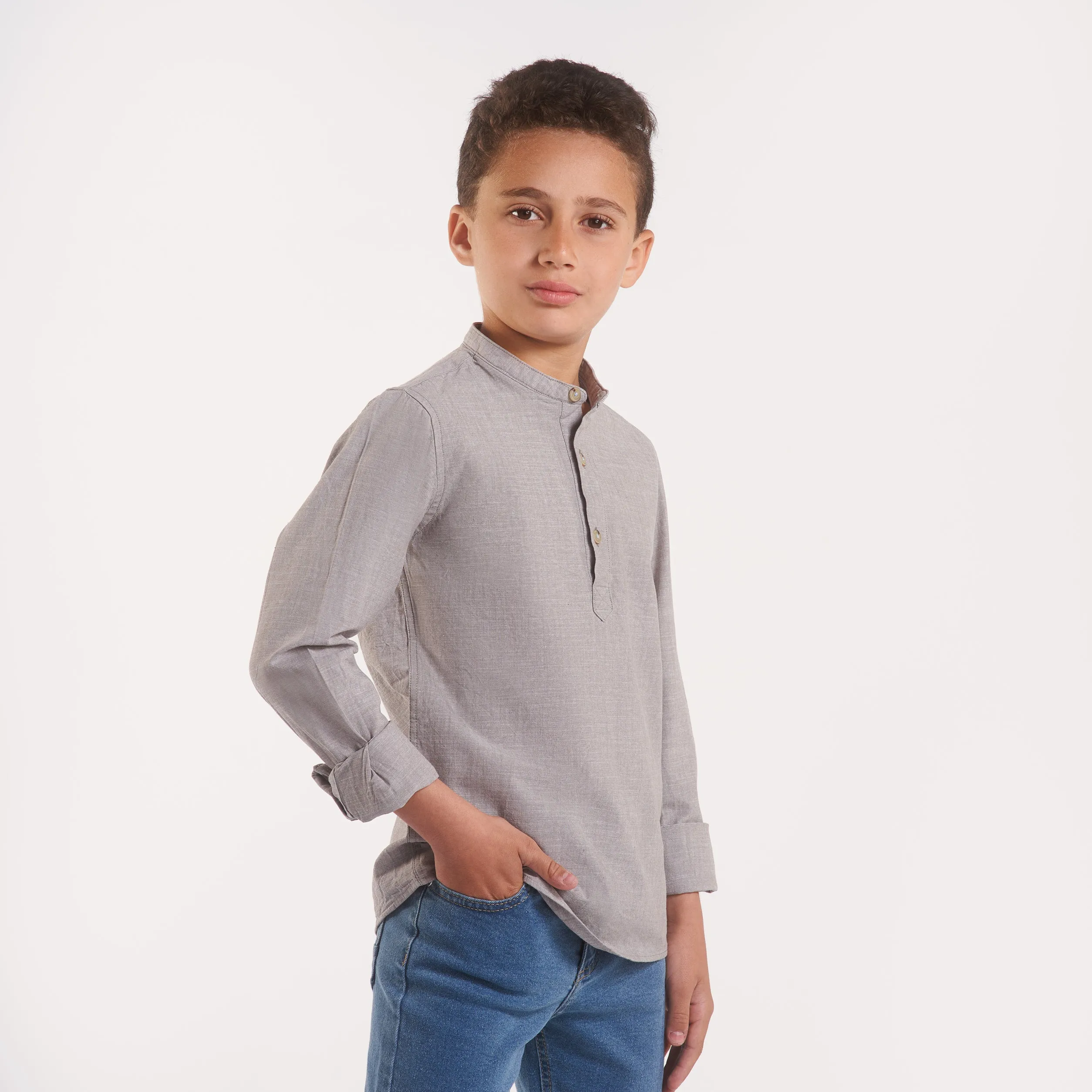 Boys Long sleeves Shirt Beige(111)