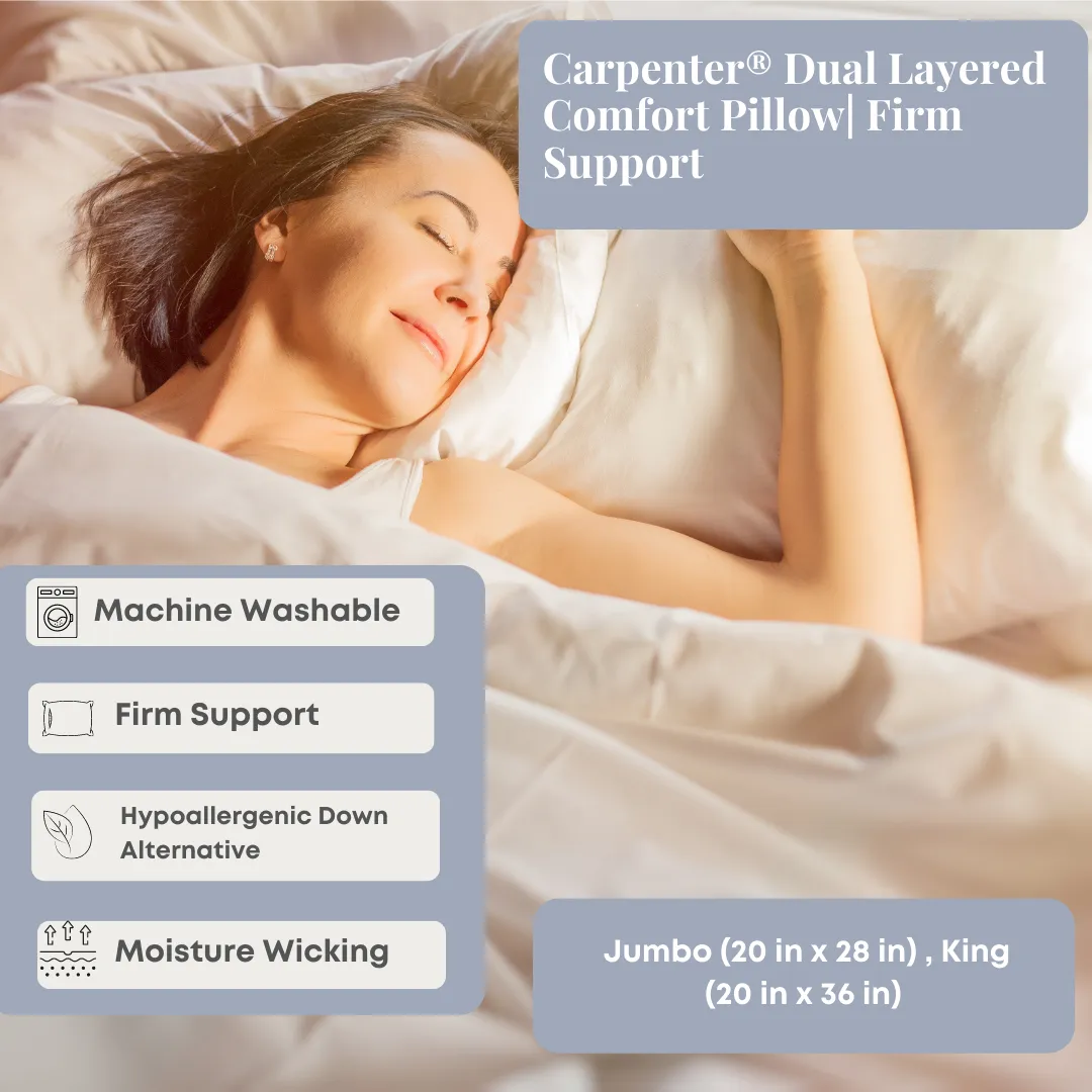 Carpenter Co. Dual Layered Comfort Pillow | Medium Support