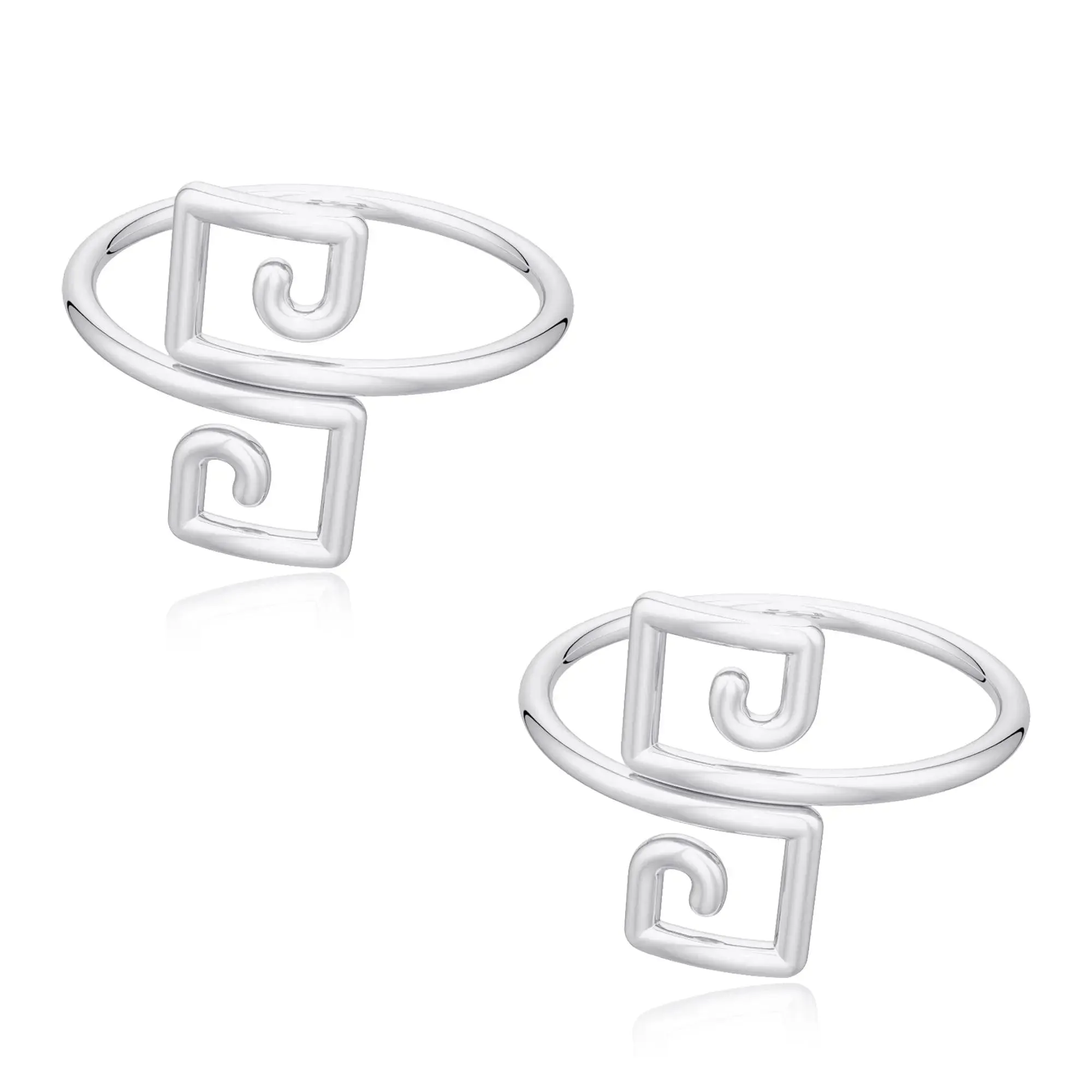 Classic 925 Square Sterling Silver Toe Ring (Pair)