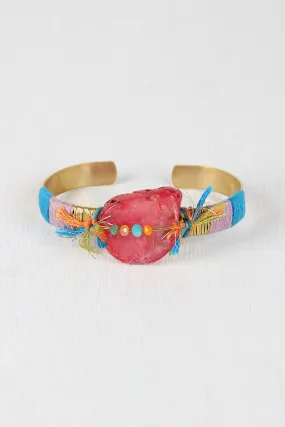 Colorful String And Stone Cuff Bracelet