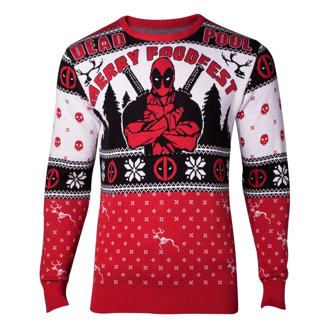 Deadpool Merry Foodfest Knitted Christmas Jumper / Sweater