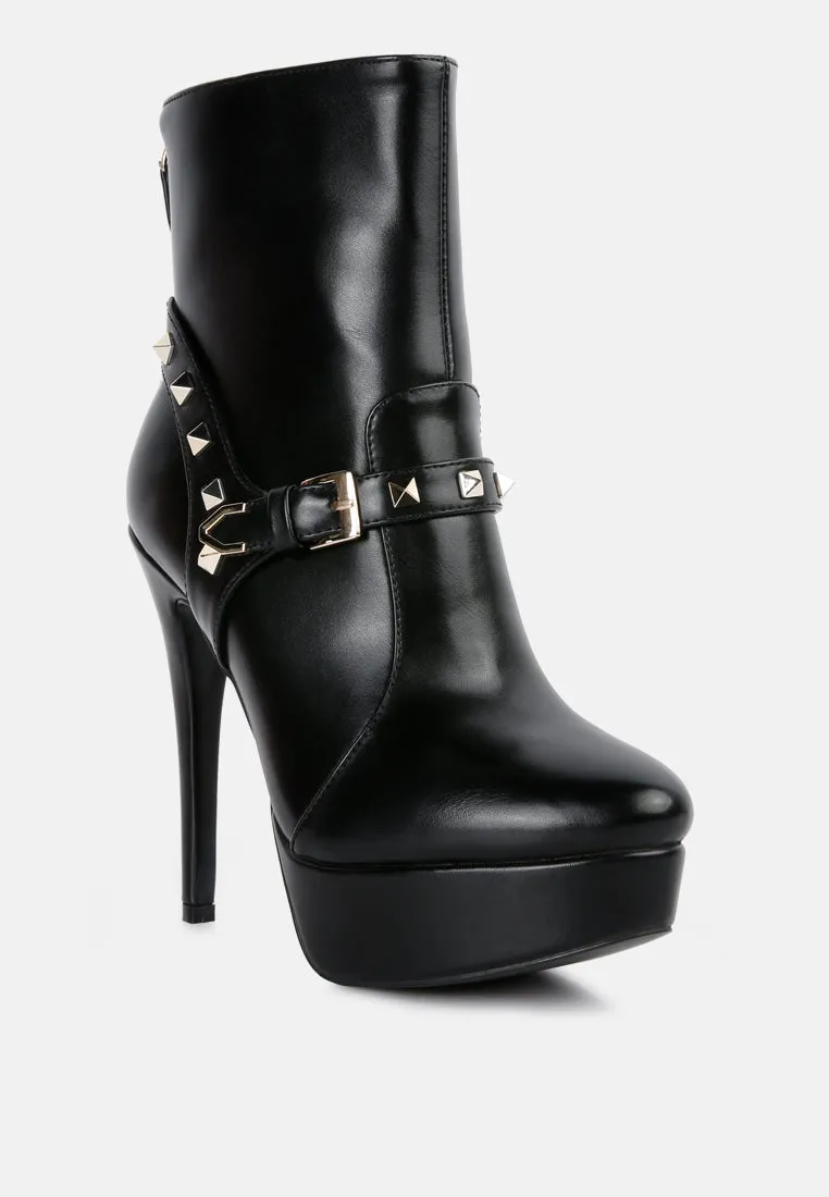 Dejang Metal Stud Embellished Faux Leather Ankle Boot By Ruw